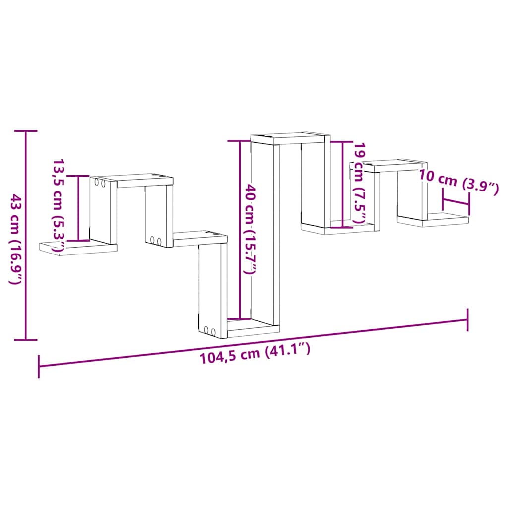 Wall Shelf Wall-Mounted Old Wood 104.5 x 43 x 10 cm