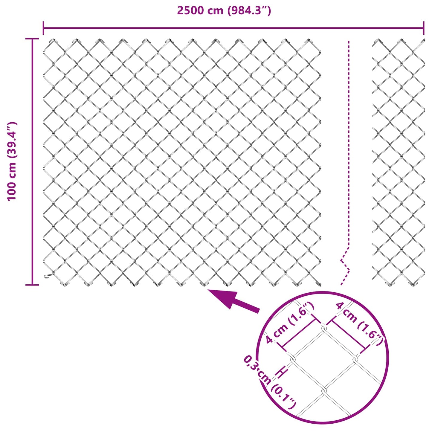 Chain Link Fence 25 x 1 m Steel Grey