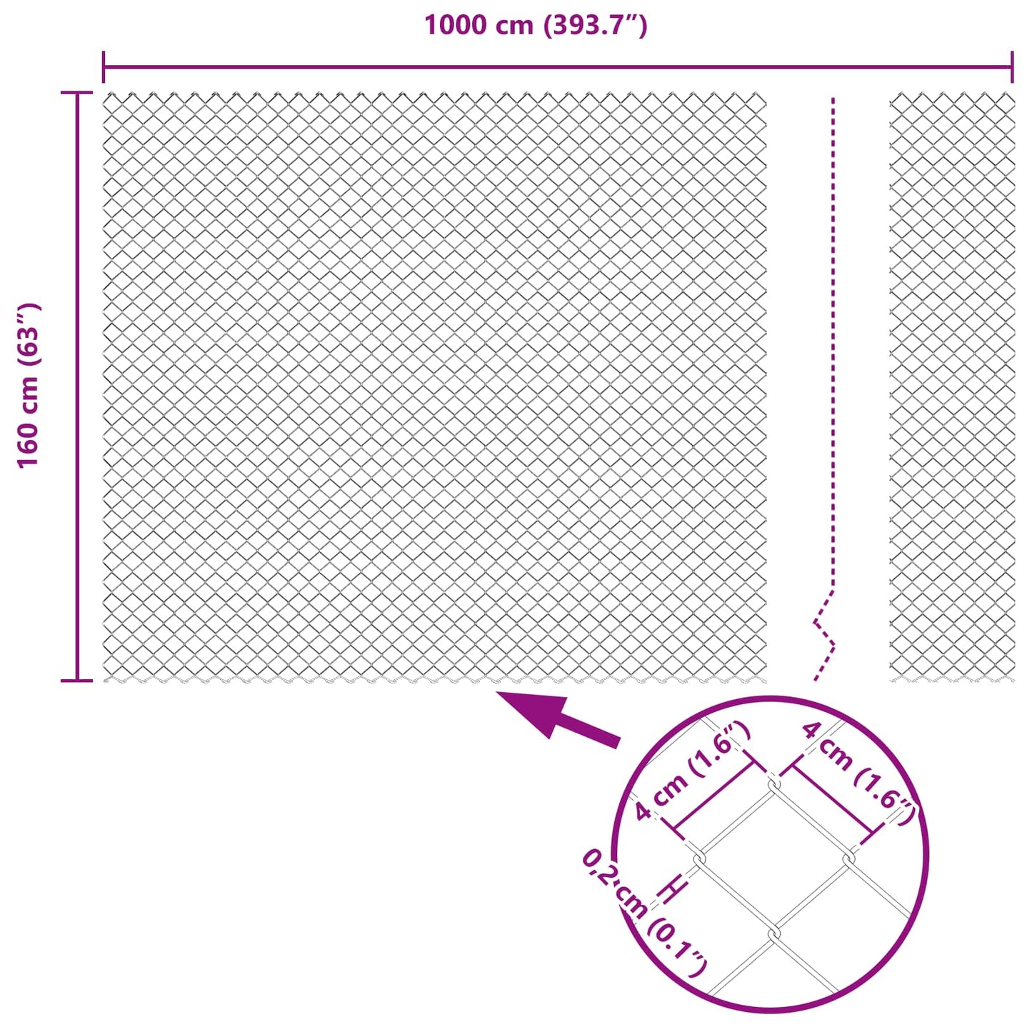 Chain Link Fence 10 x 1.6 m Galvanised steel Silver