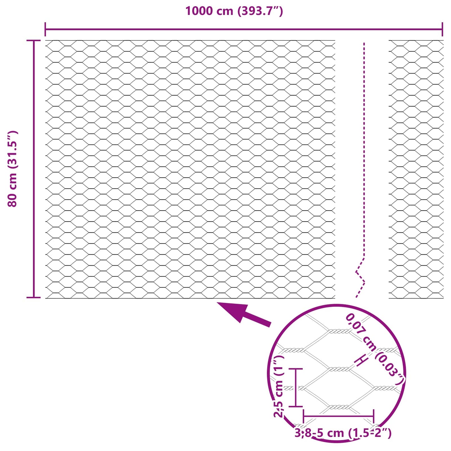 Hexagon Fence 0.8 x 10 m PVC Green