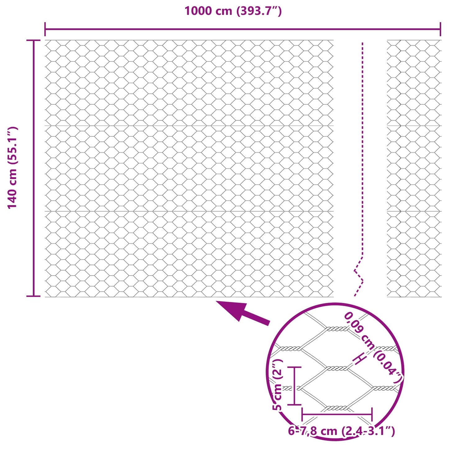 Hexagon Fence 1.4 x 10 m PVC Green