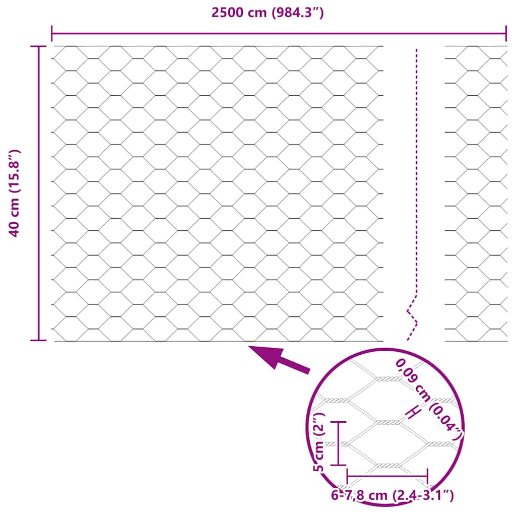 Hexagon Fence 0.4 x 25 m PVC Green
