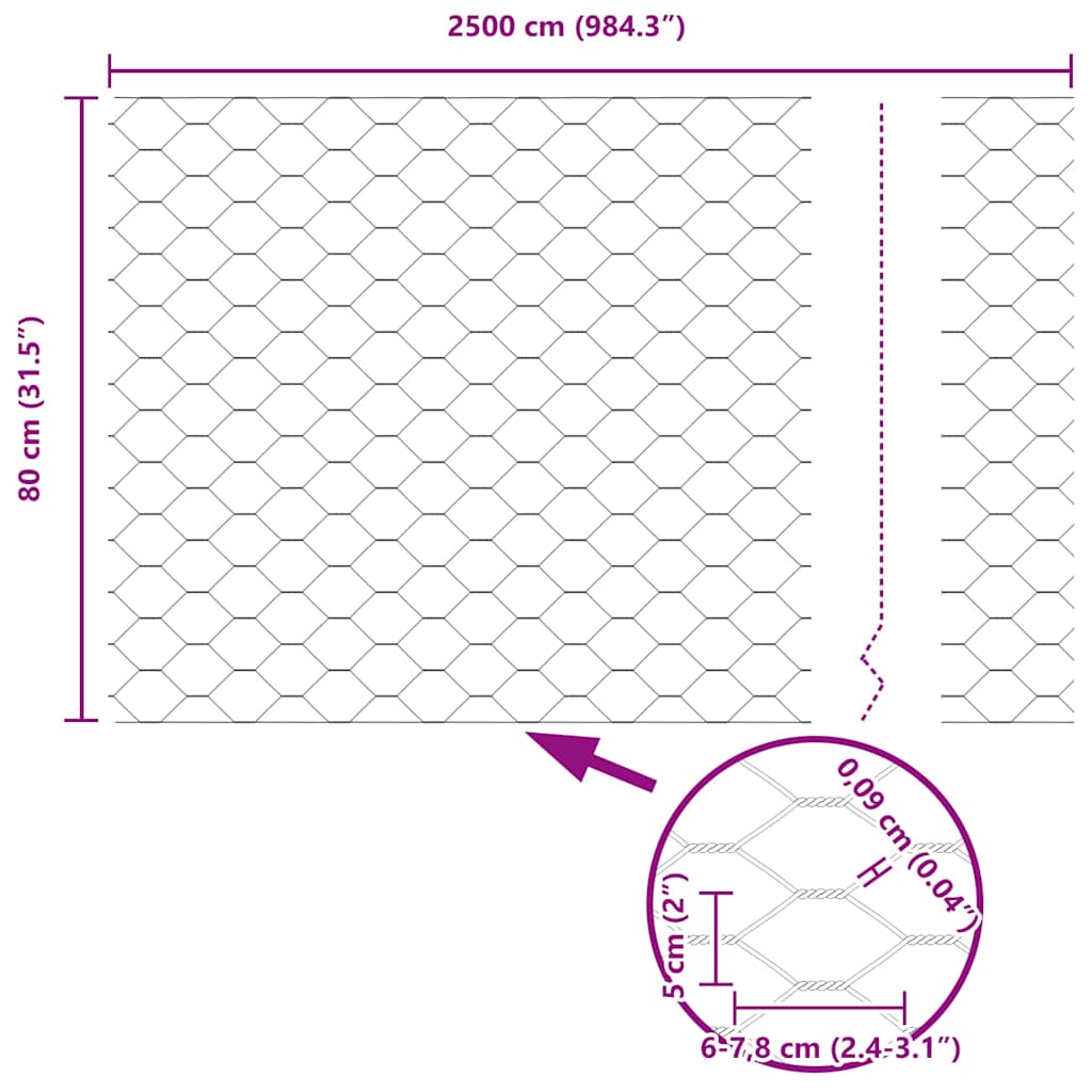 Hexagon Fence 0.8 x 25 m PVC Green