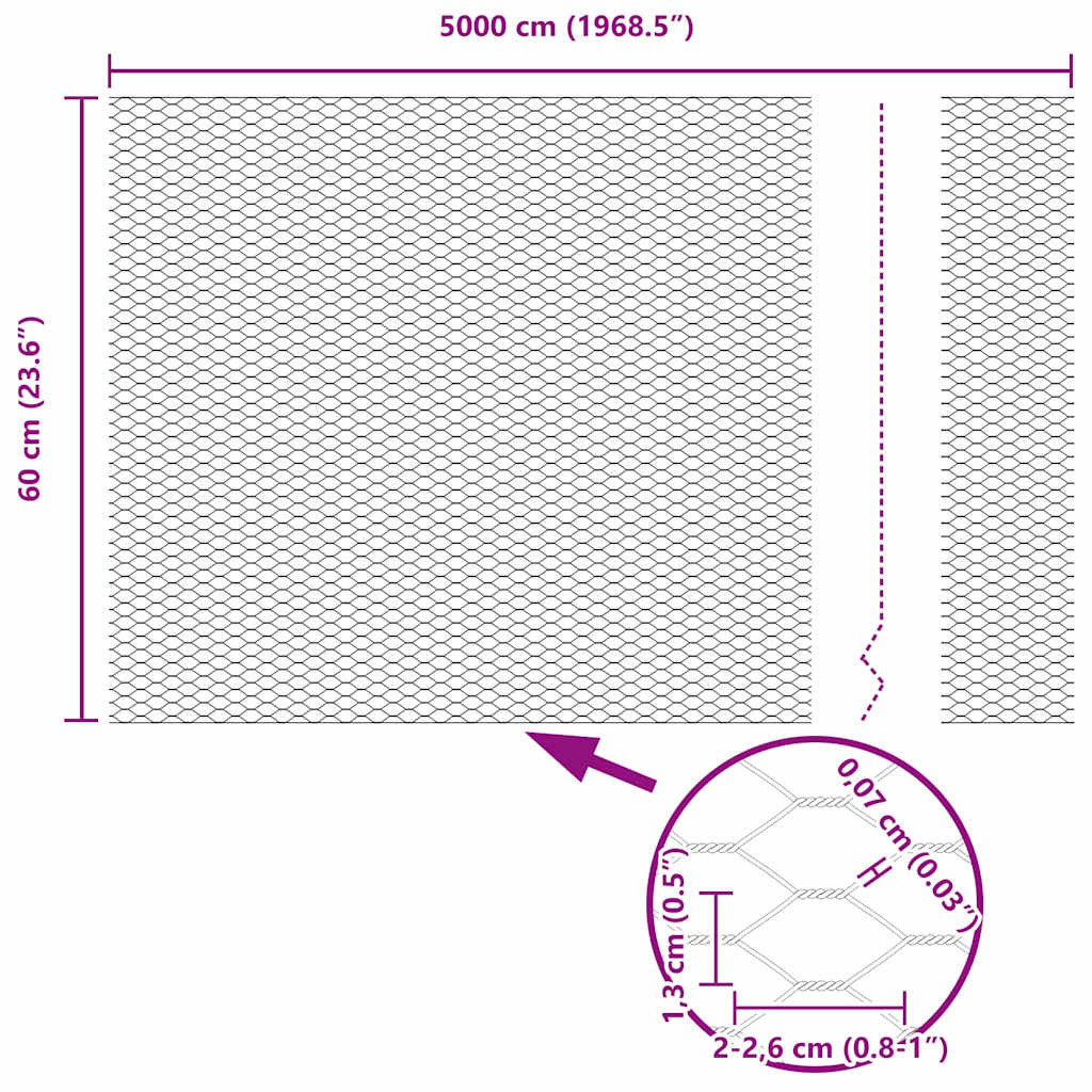 Hexagon Fence 0.6 x 50 m PVC Green