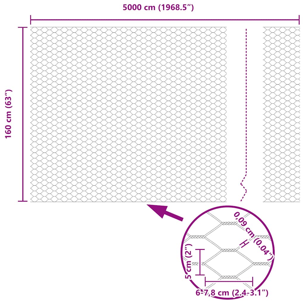 Hexagon Fence 1.6 x 50 m PVC Green
