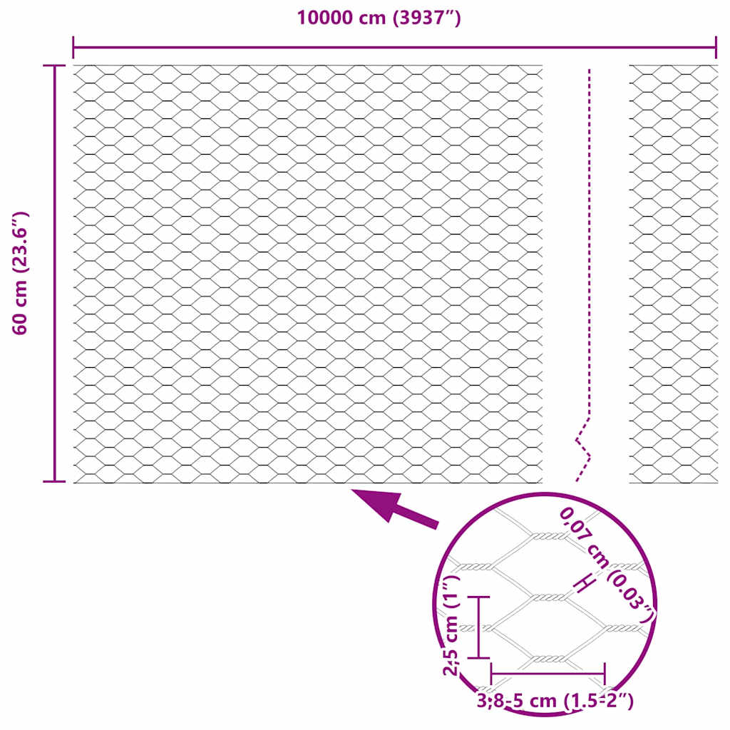 Hexagon Fence 0.6 x 100 m PVC Green