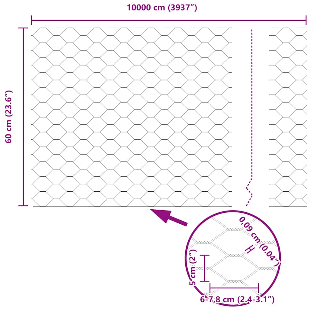 Hexagon Fence 0.6 x 100 m PVC Green