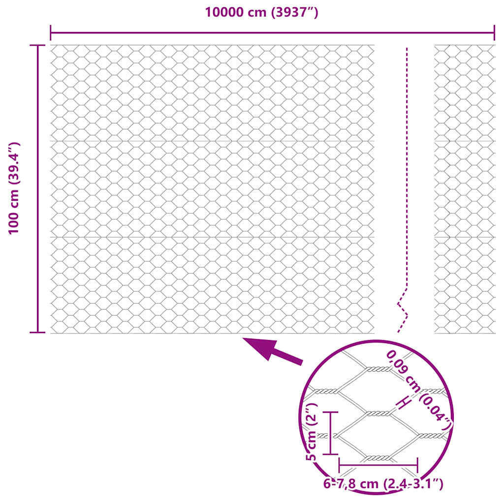 Hexagon Fence 1 x 100 m PVC Green
