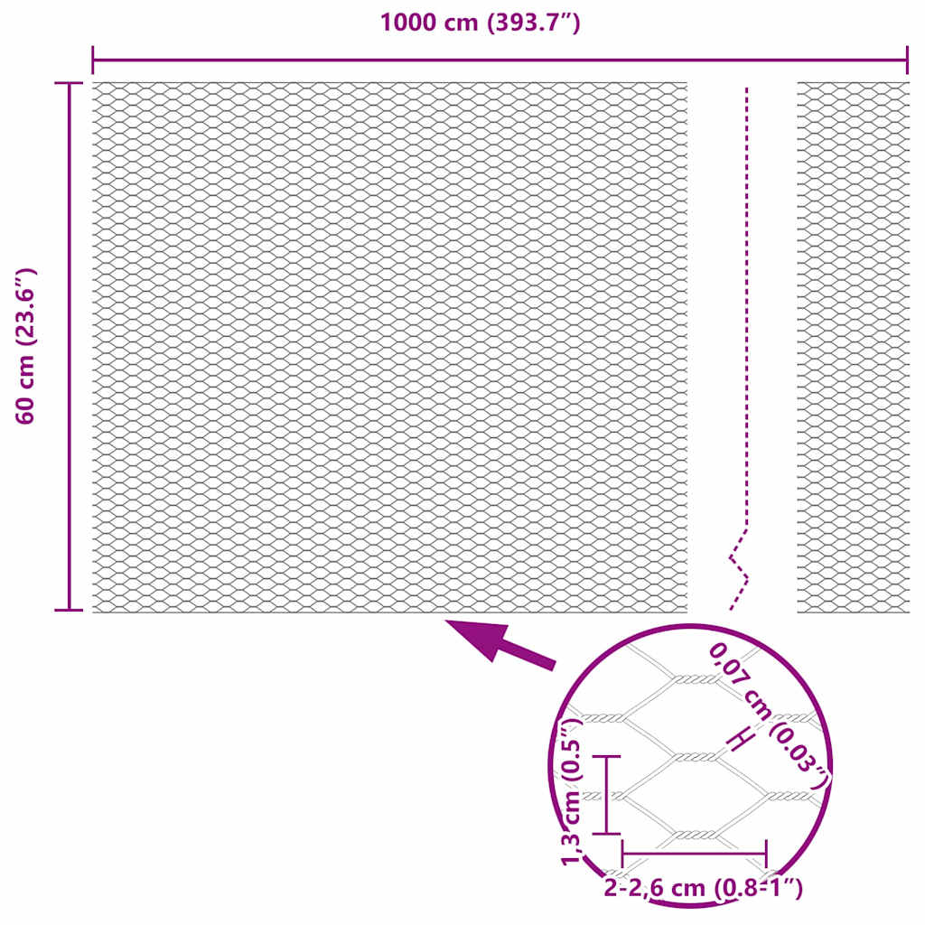Hexagon Fence 0.6 x 10 m PVC Grey
