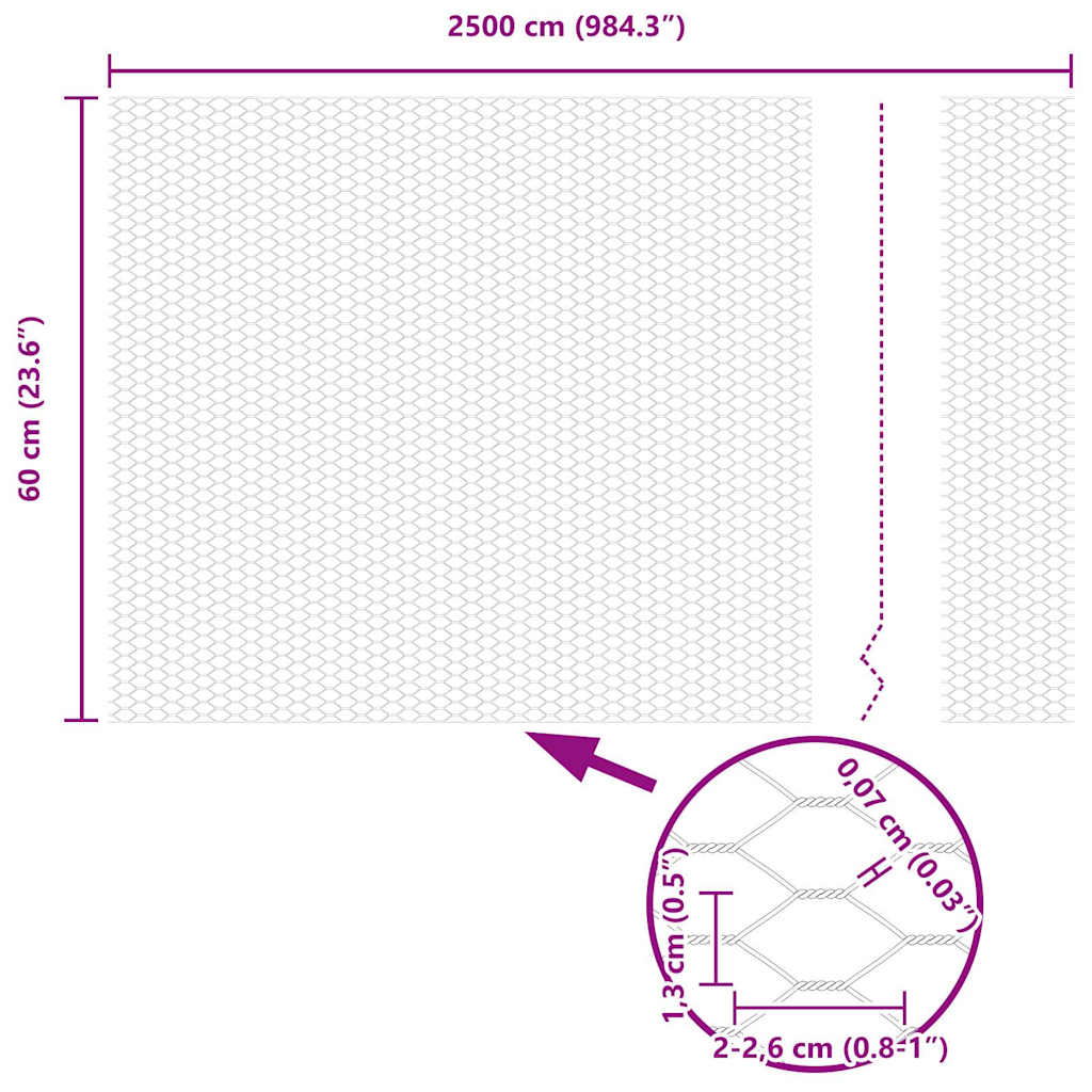 Hexagon Fence 0.6 x 25 m PVC Grey