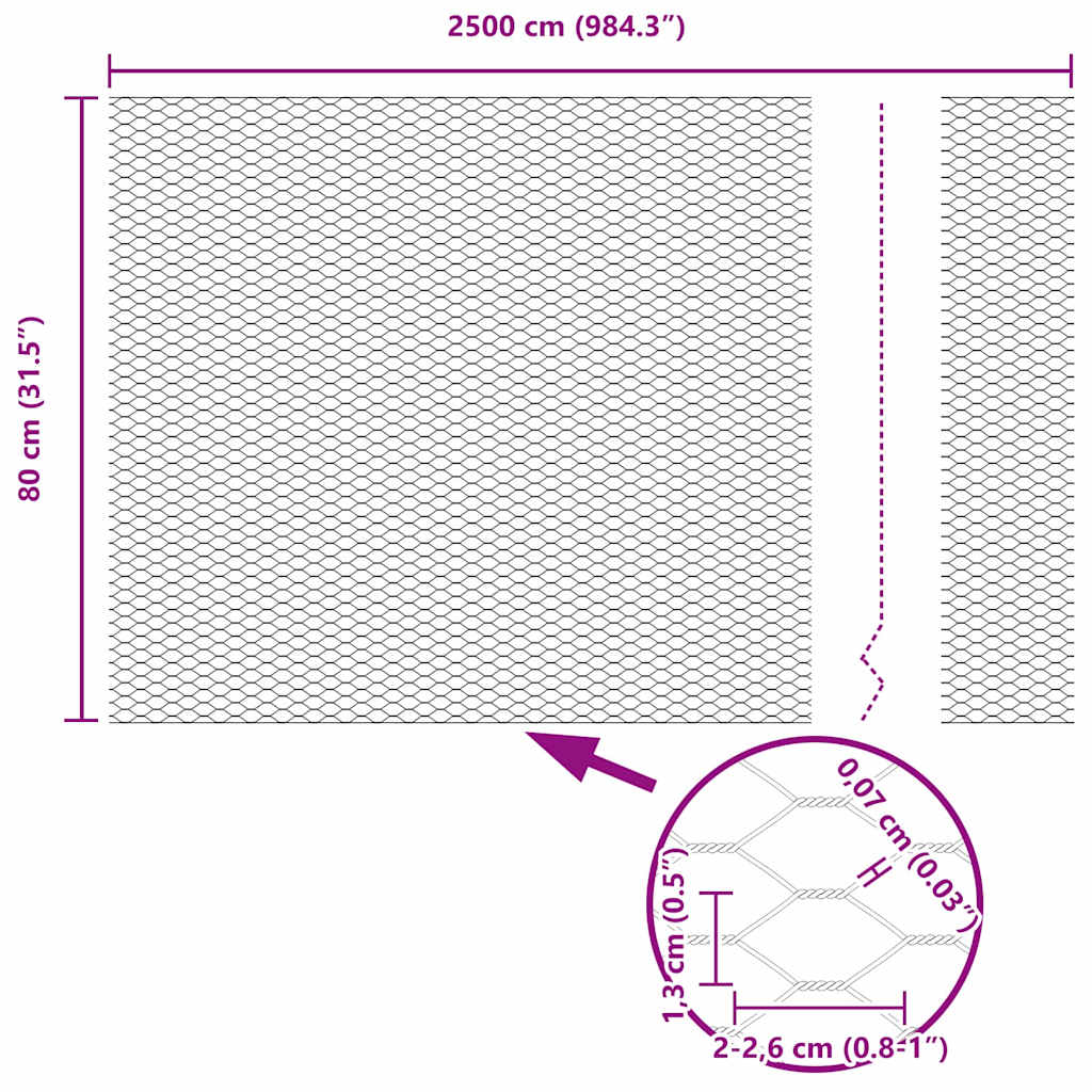 Hexagon Fence 0.8 x 25 m PVC Grey