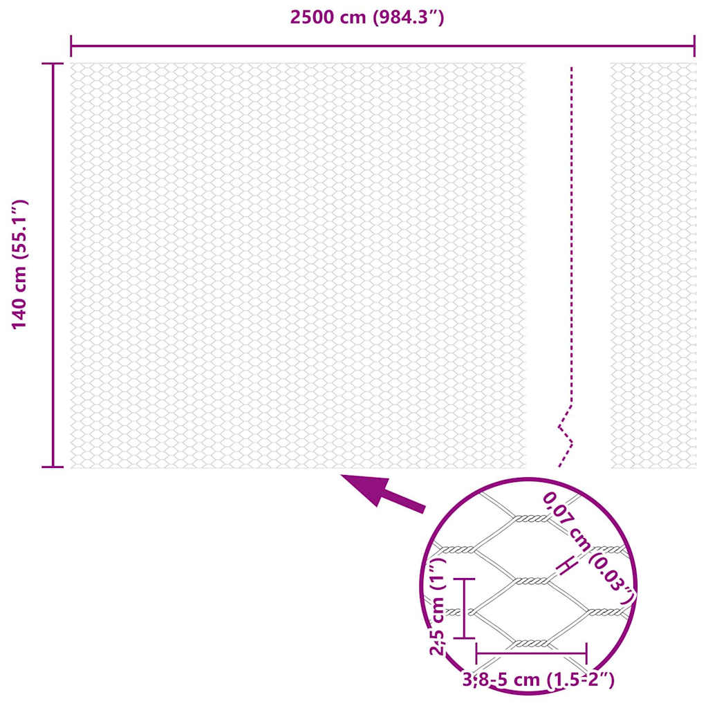 Hexagon Fence 1.4 x 25 m PVC Grey