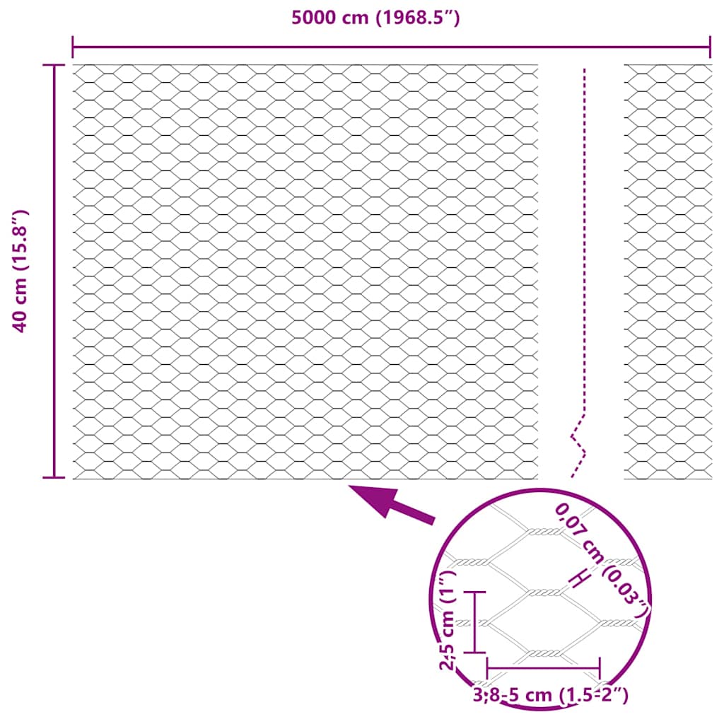 Hexagon Fence 0.4 x 50 m PVC Grey