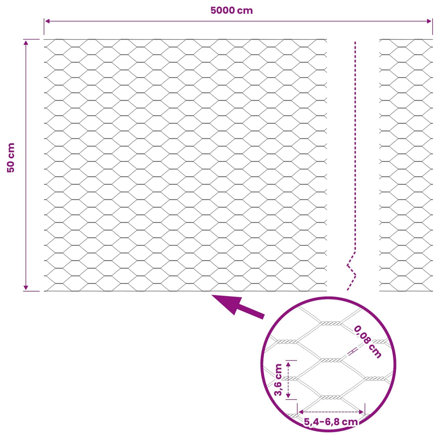 Hexagon Fence 0.5 x 50 m PVC Grey