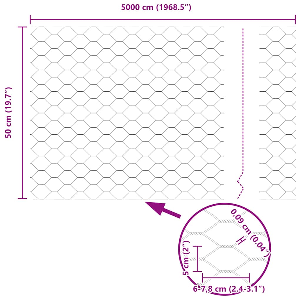 Hexagon Fence 0.5 x 50 m PVC Grey