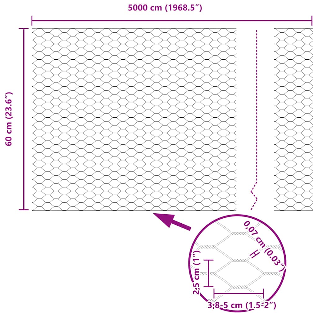 Hexagon Fence 0.6 x 50 m PVC Grey
