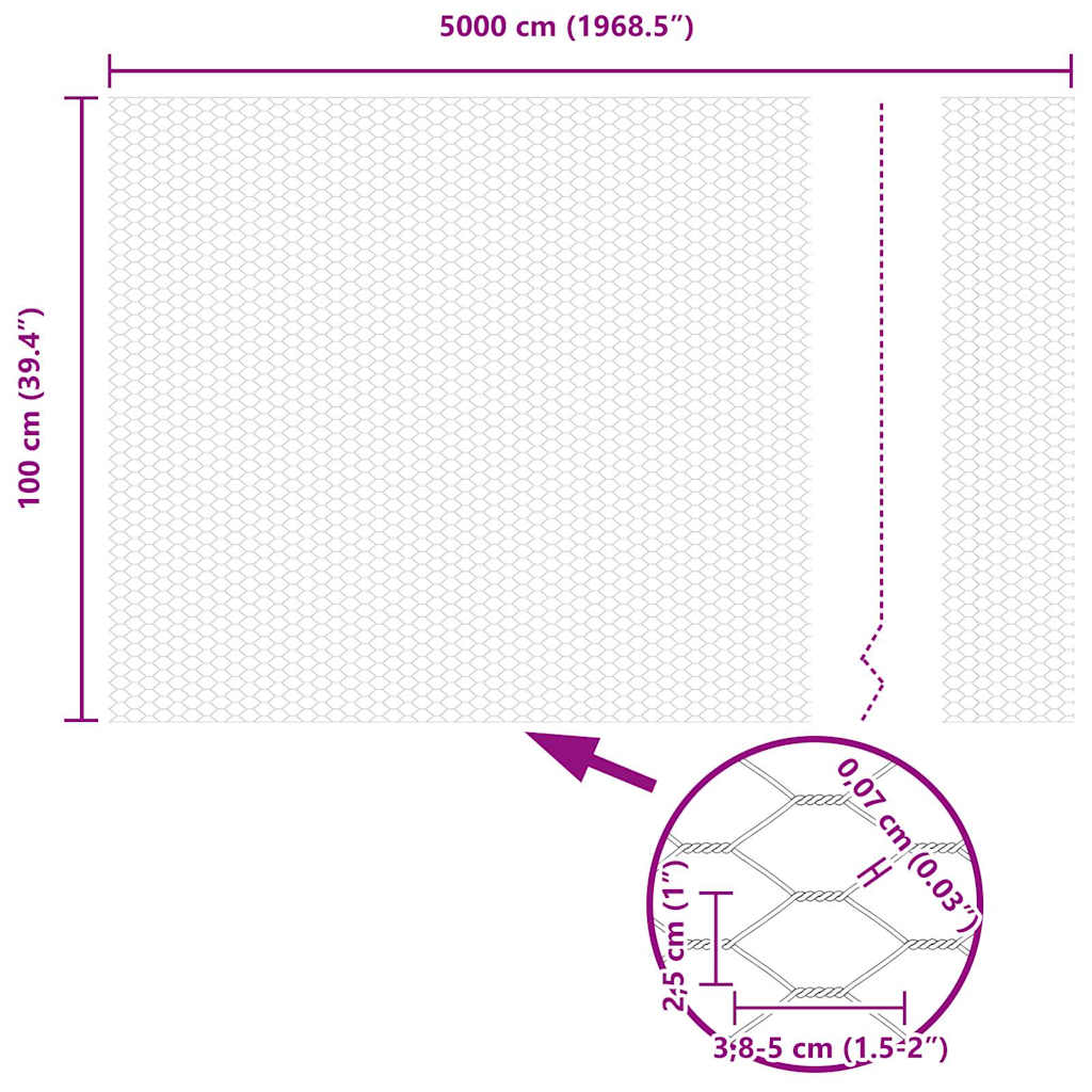 Hexagon Fence 1 x 50 m PVC Grey