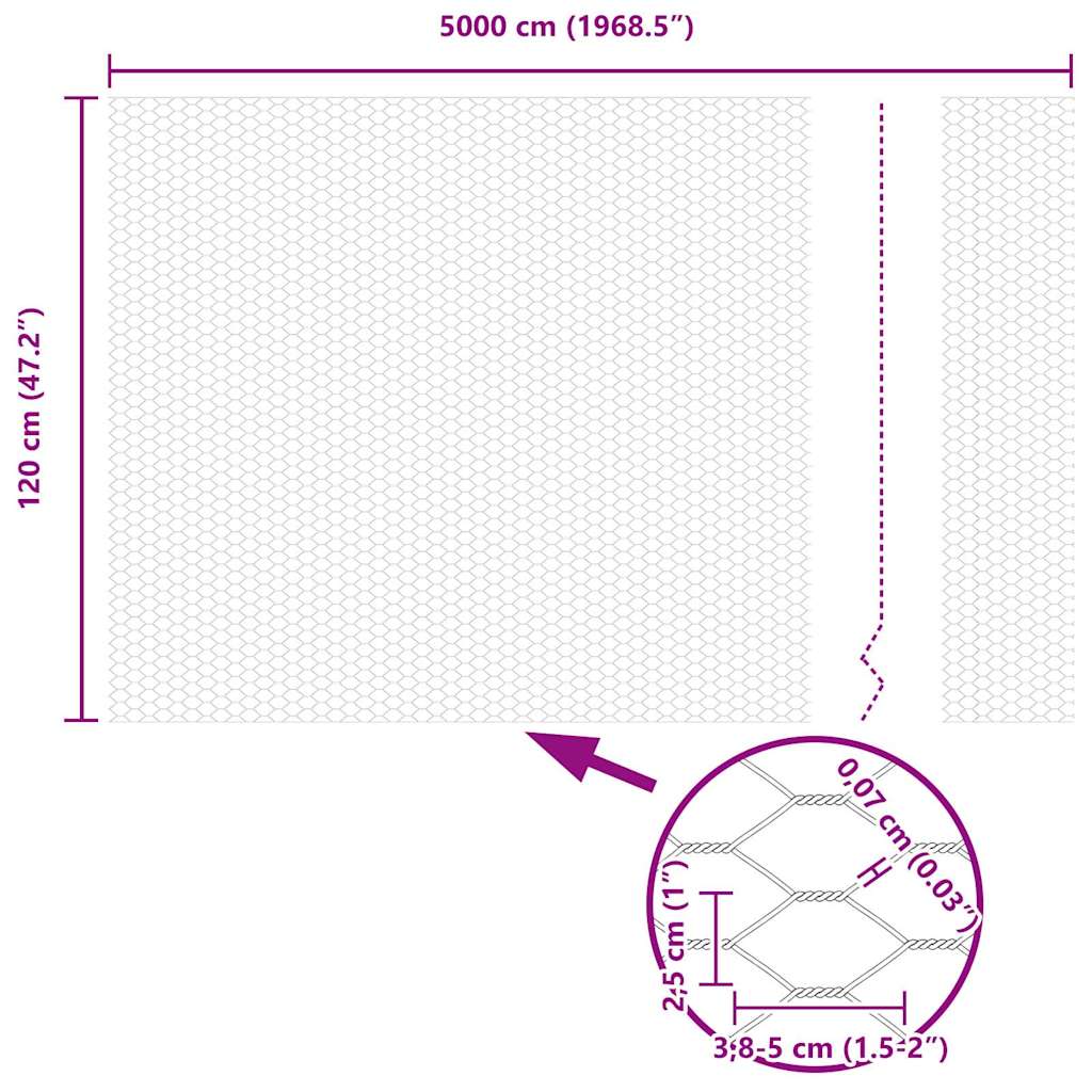 Hexagon Fence 1.2 x 50 m PVC Grey