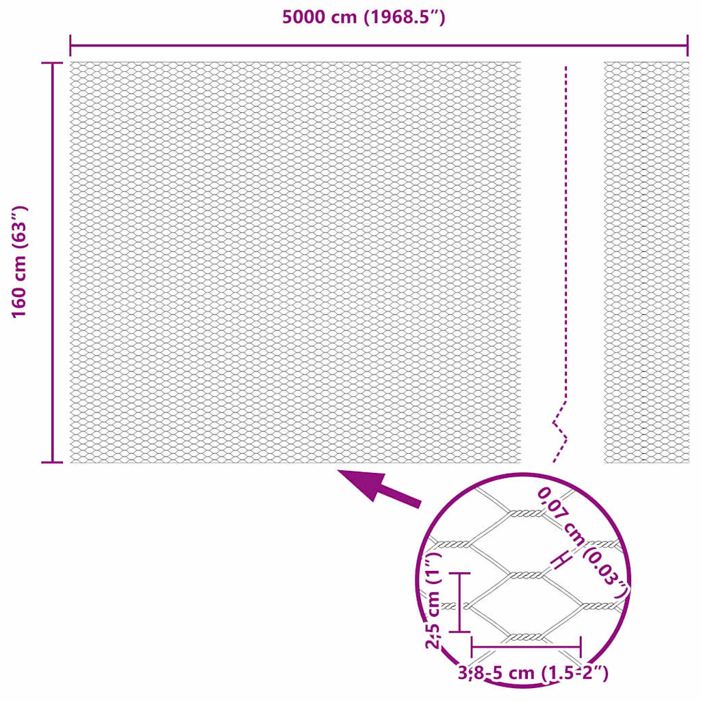 Hexagon Fence 1.6 x 50 m PVC Grey
