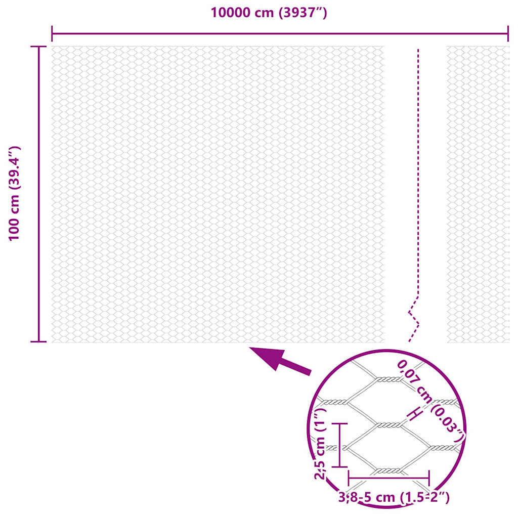 Hexagon Fence 1 x 100 m PVC Grey