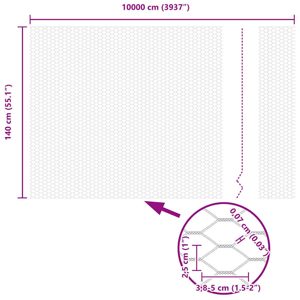 Hexagon Fence 1.4 x 100 m PVC Grey