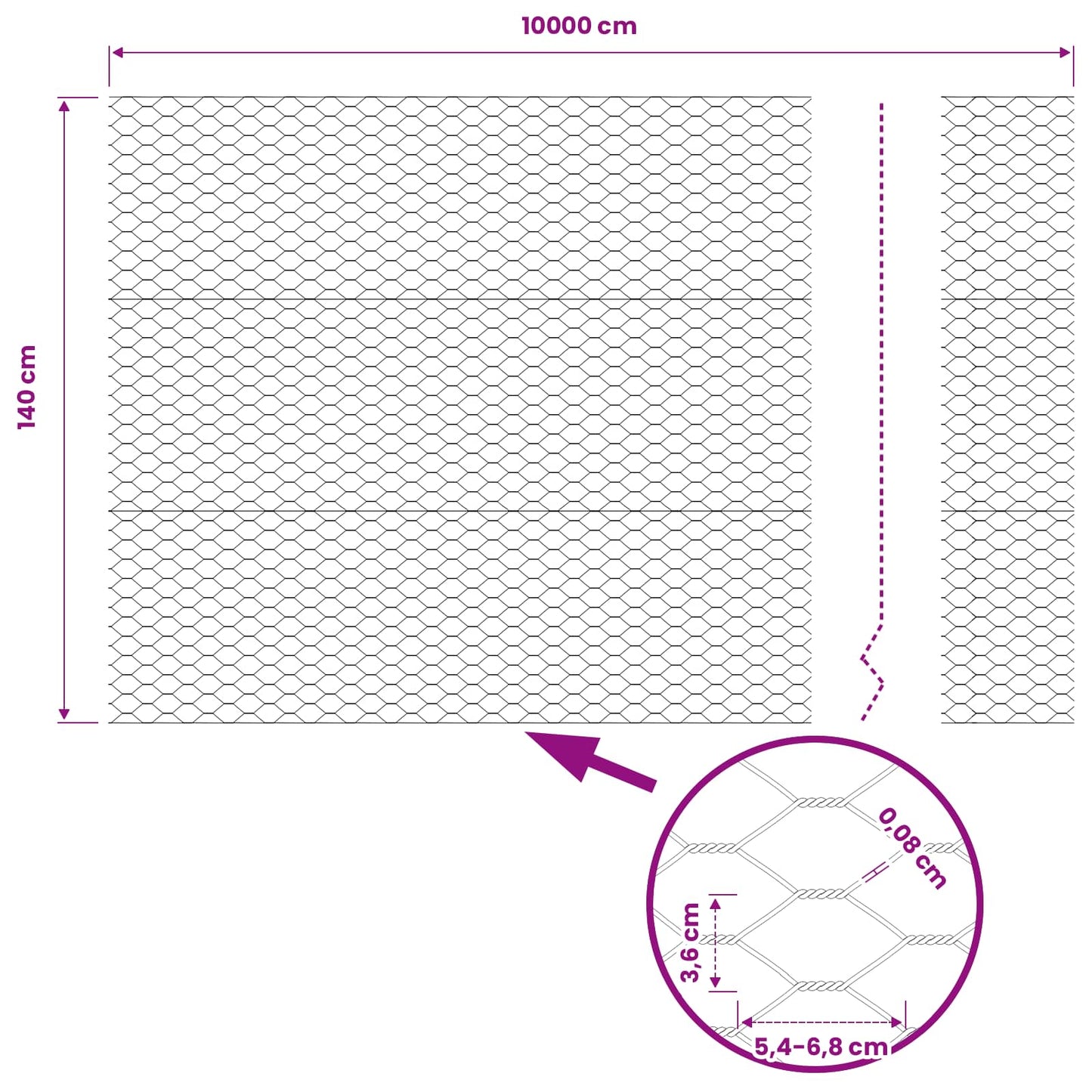 Hexagon Fence 1.4 x 100 m PVC Grey