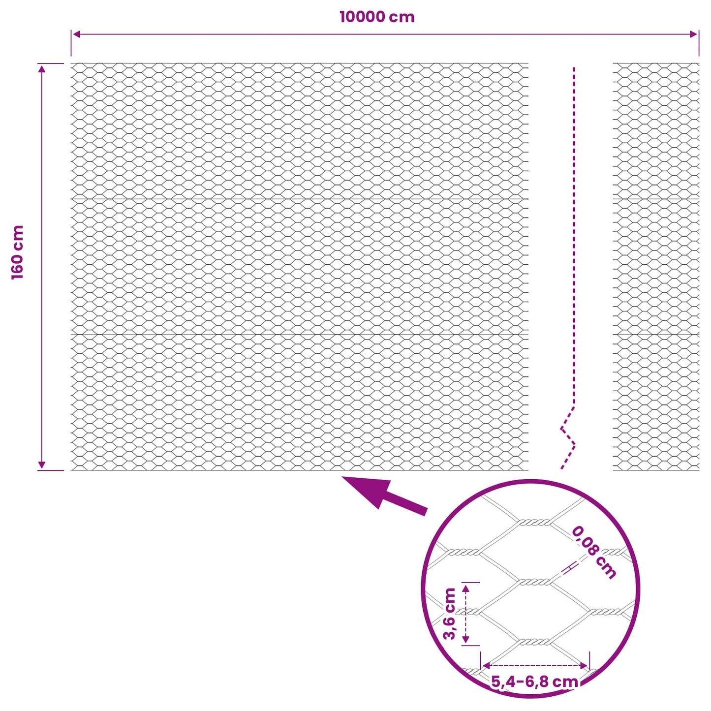 Hexagon Fence 1.6 x 100 m PVC Grey