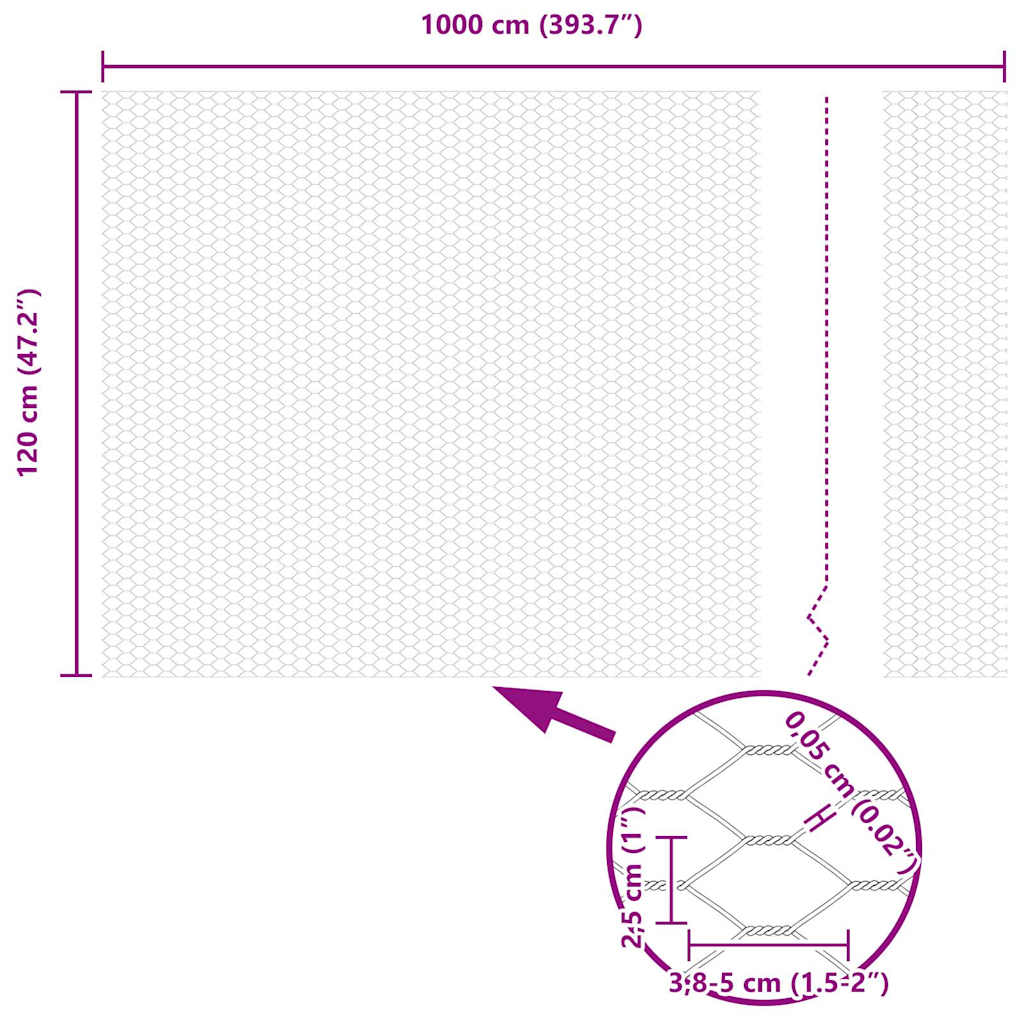 Hexagon Fence 1.2 x 10 m Galvanised steel Silver