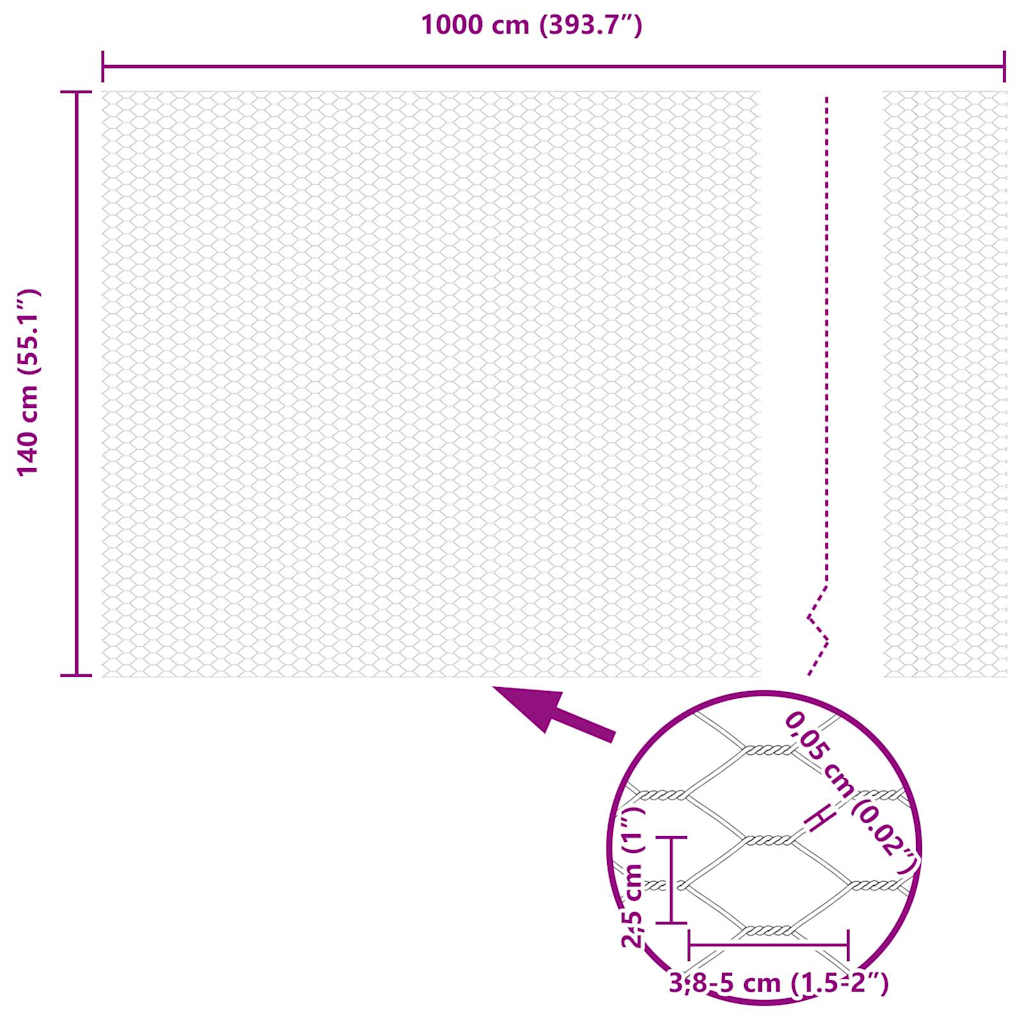 Hexagon Fence 1.4 x 10 m Galvanised steel Silver