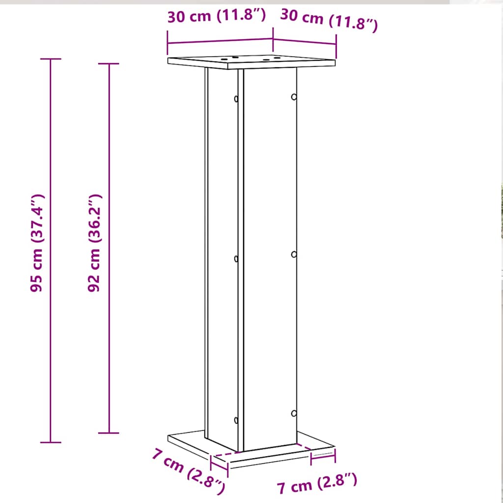 Plant Stand 2 pcs Black Oak 30 x 30 x 95 cm Engineered wood