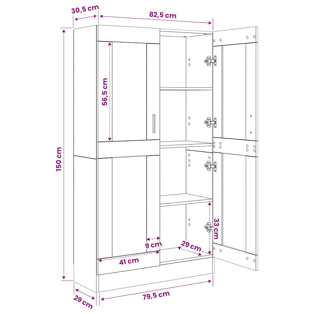 Book Cabinet Old Wood 82,5x30,5x150 cm Engineered Wood