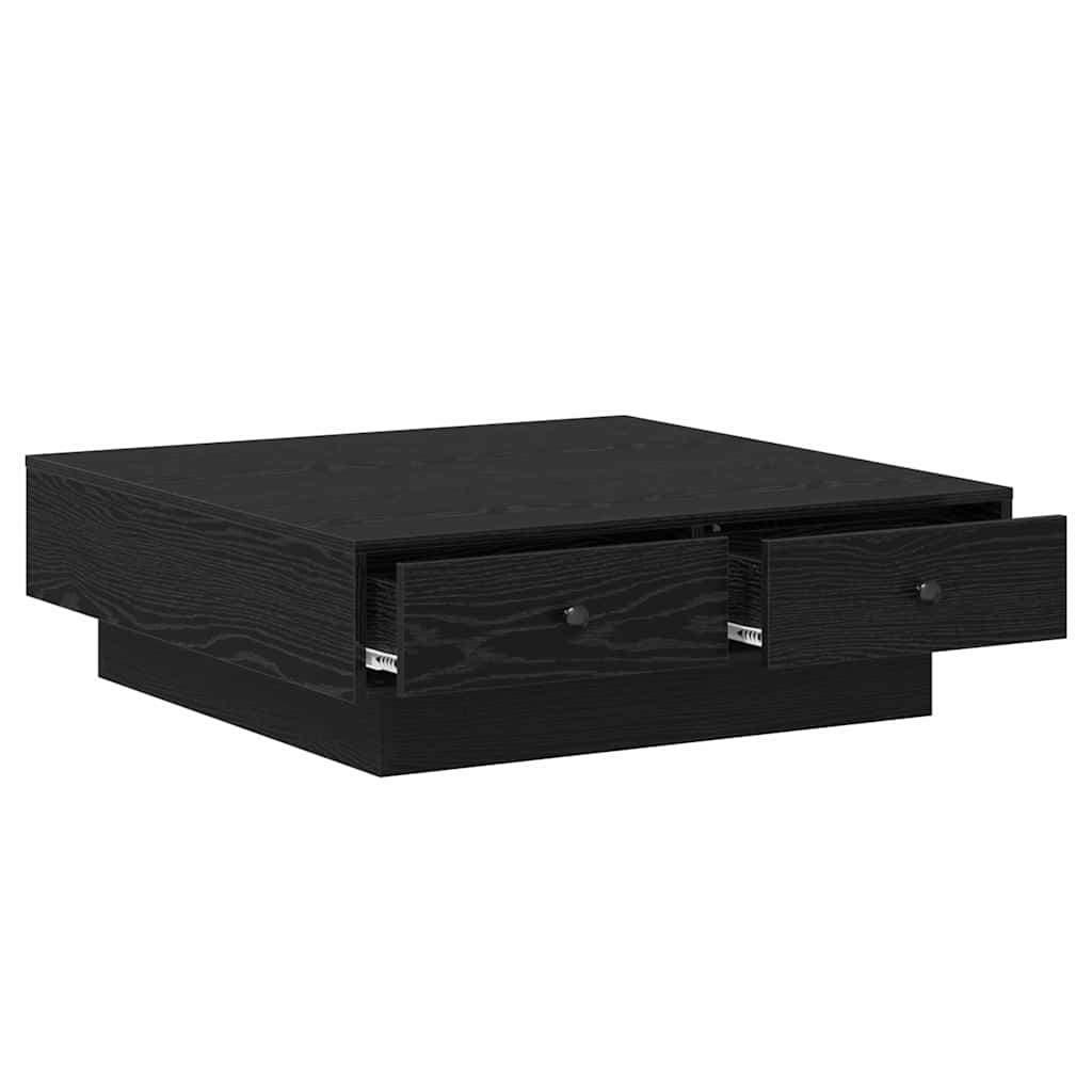 Coffee Table Black Oak 90 x 90 x 28 cm Engineered Wood