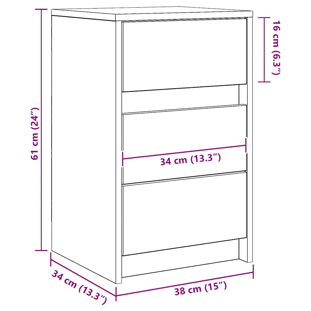 Bedside Cabinet Old Wood 38 x 34 x 61 cm Engineered wood