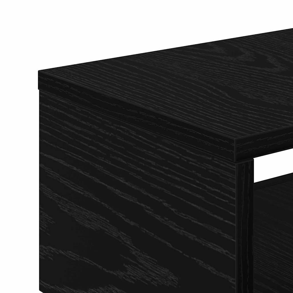 Narrow Bathroom Cabinet with Wheel Black oak 33 x 23 x 65 cm
