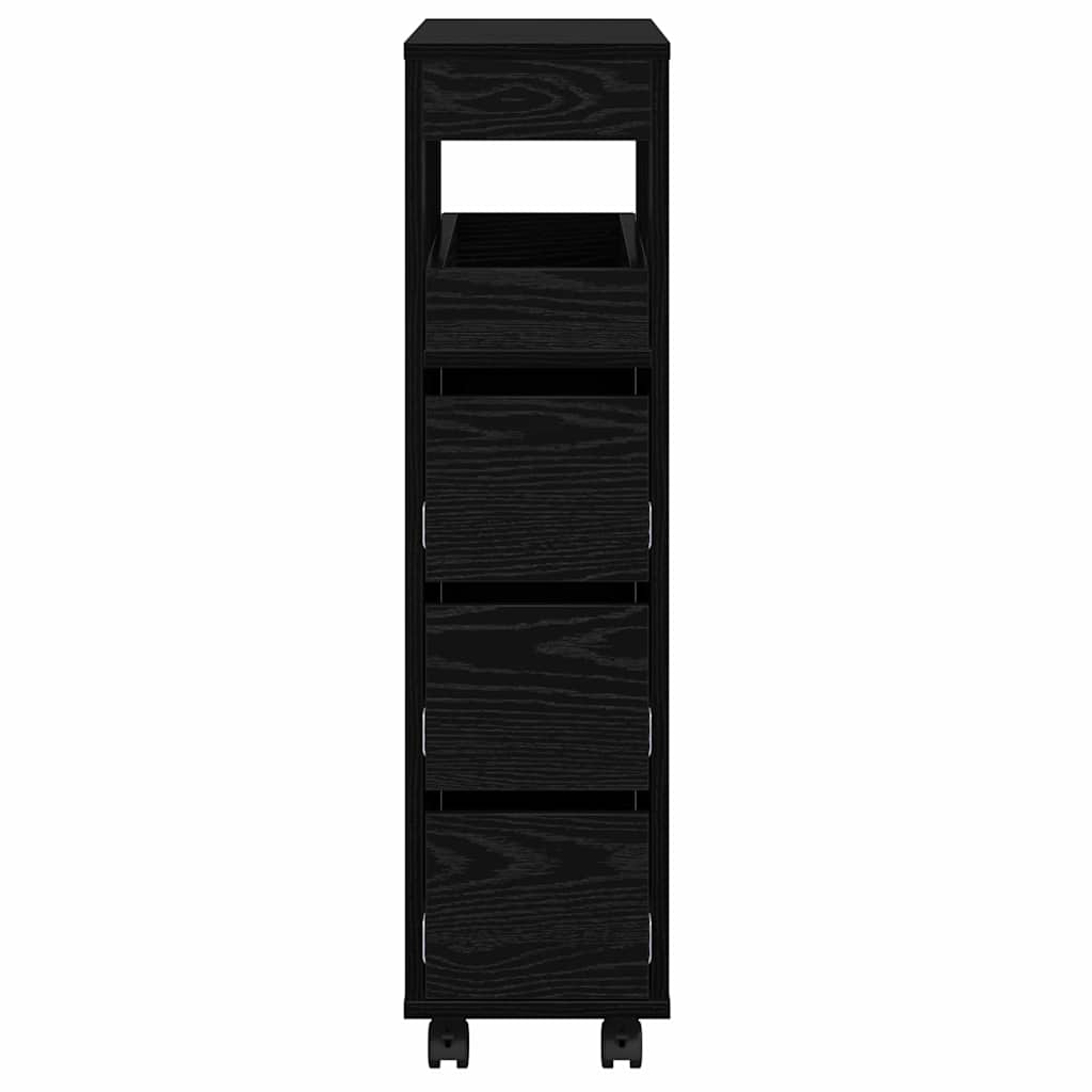Narrow Bathroom Cabinet Black oak 65 x 23 x 87 cm