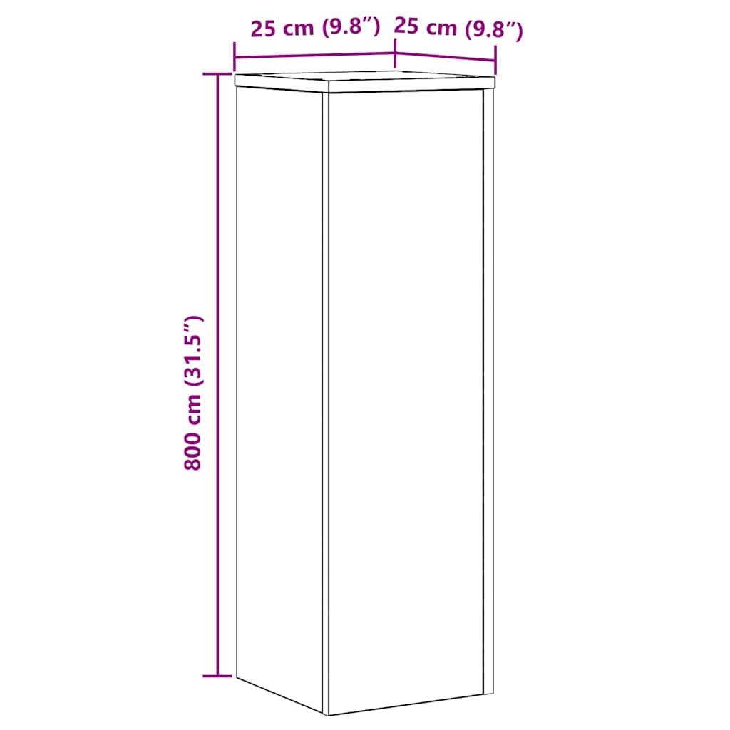 Plant Stand 2 pcs Black Oak 25 x 25 x 80 cm Engineered Wood