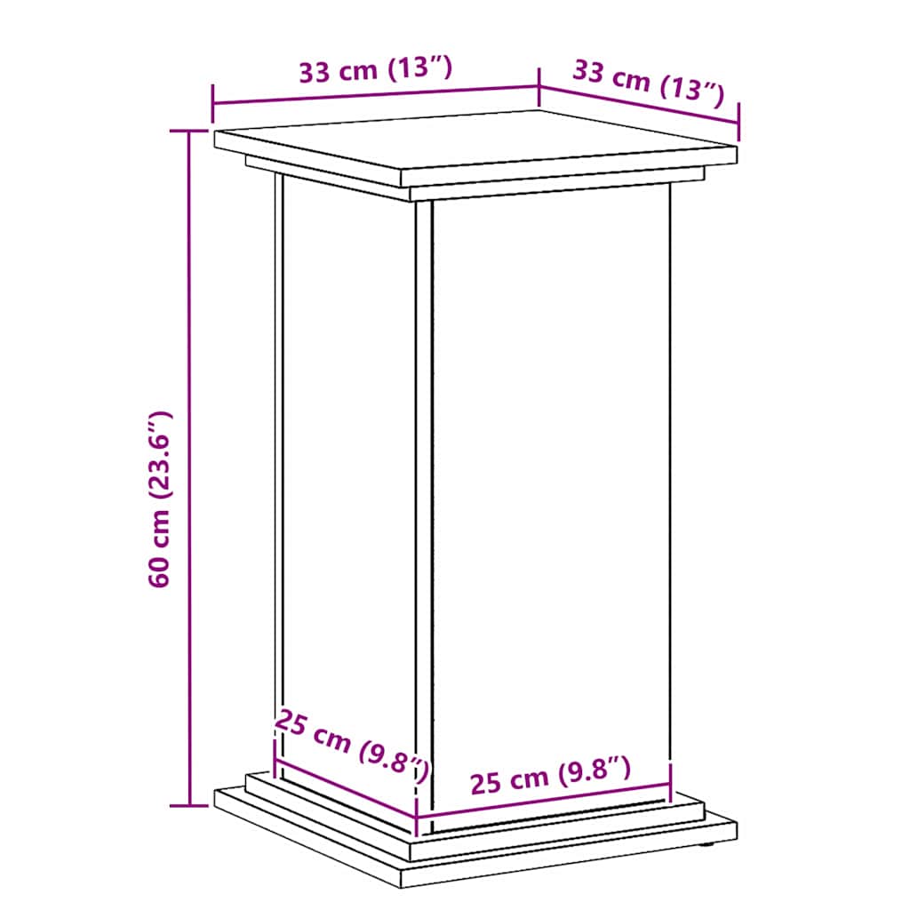 Plant Stand Black Oak 33 x 33 x 60 cm Engineered wood