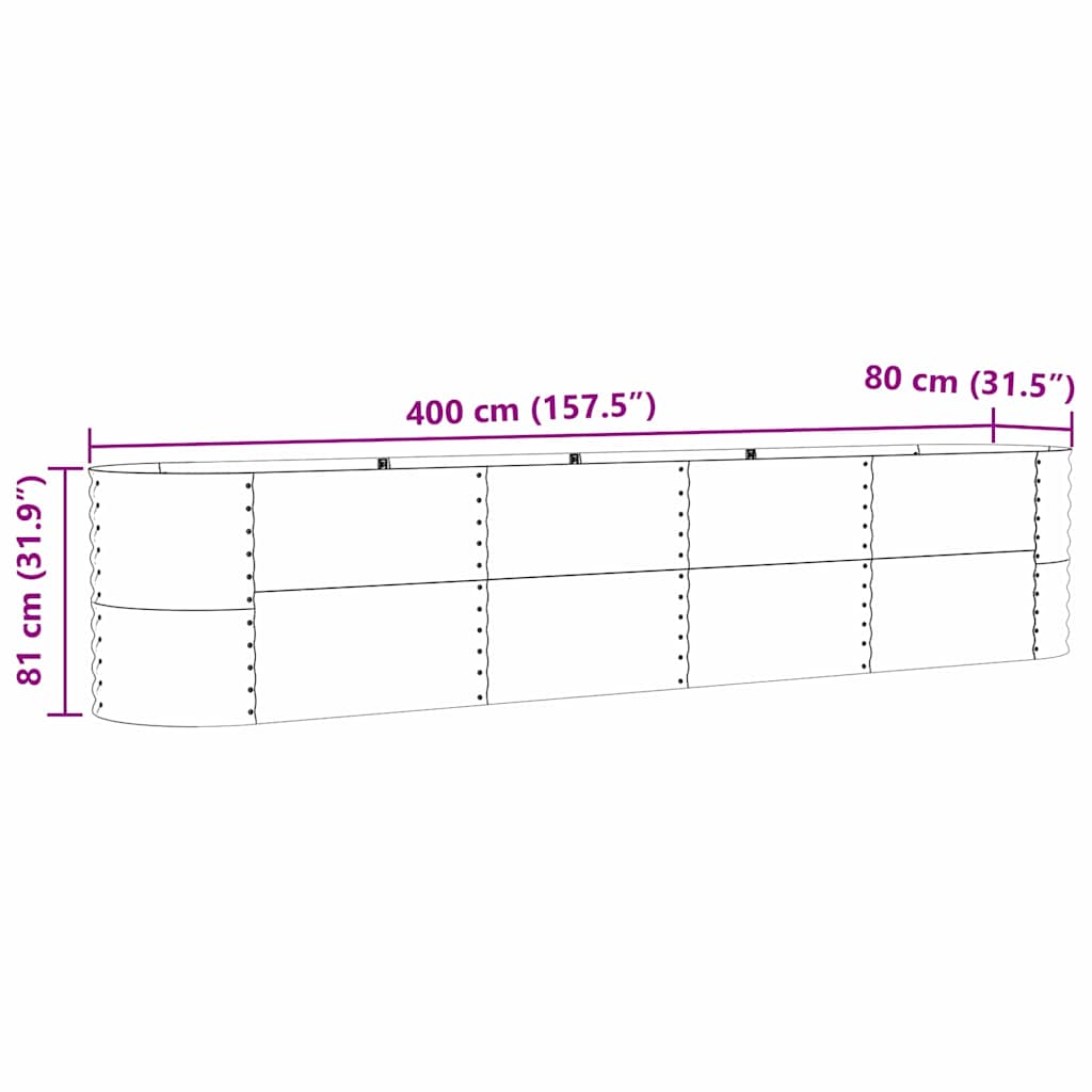 Raised Bed Brown 400 x 80 x 81 cm Steel