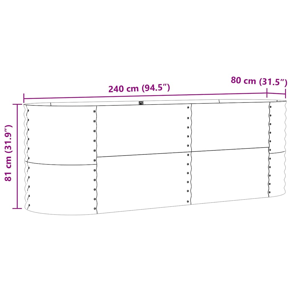 Raised Bed Brown 240 x 80 x 81 cm Steel