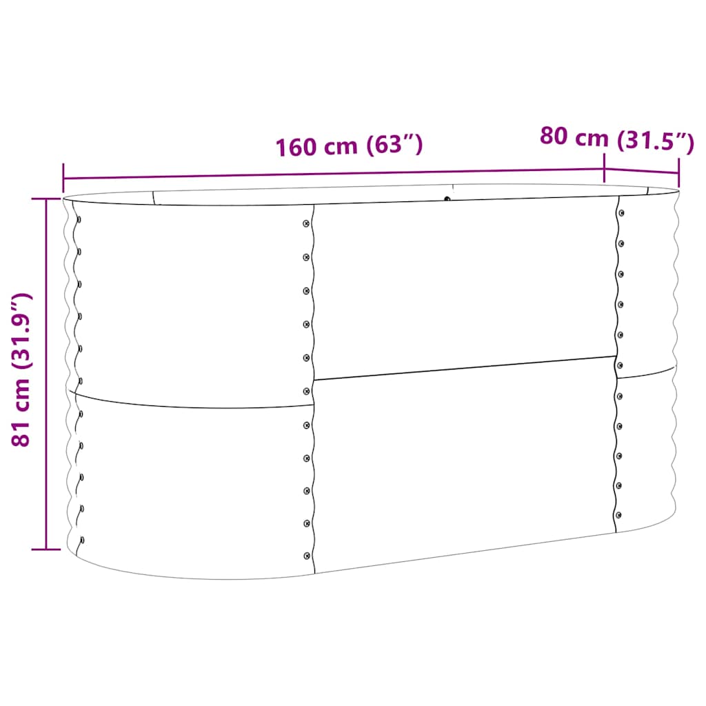 Raised Bed Brown 160 x 80 x 81 cm Steel