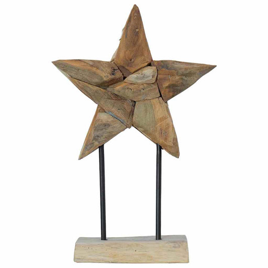 Christmas Star LEDs Brown 31 x 15 x 46 cm Solid Teak Wood