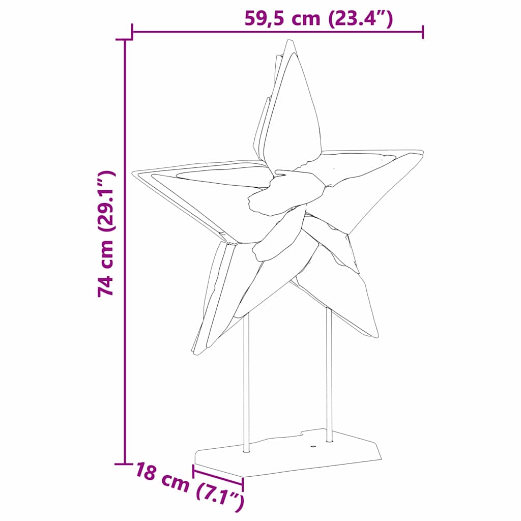 Christmas Star LEDs Brown 59.5 x 18 x 74 cm Solid Teak Wood