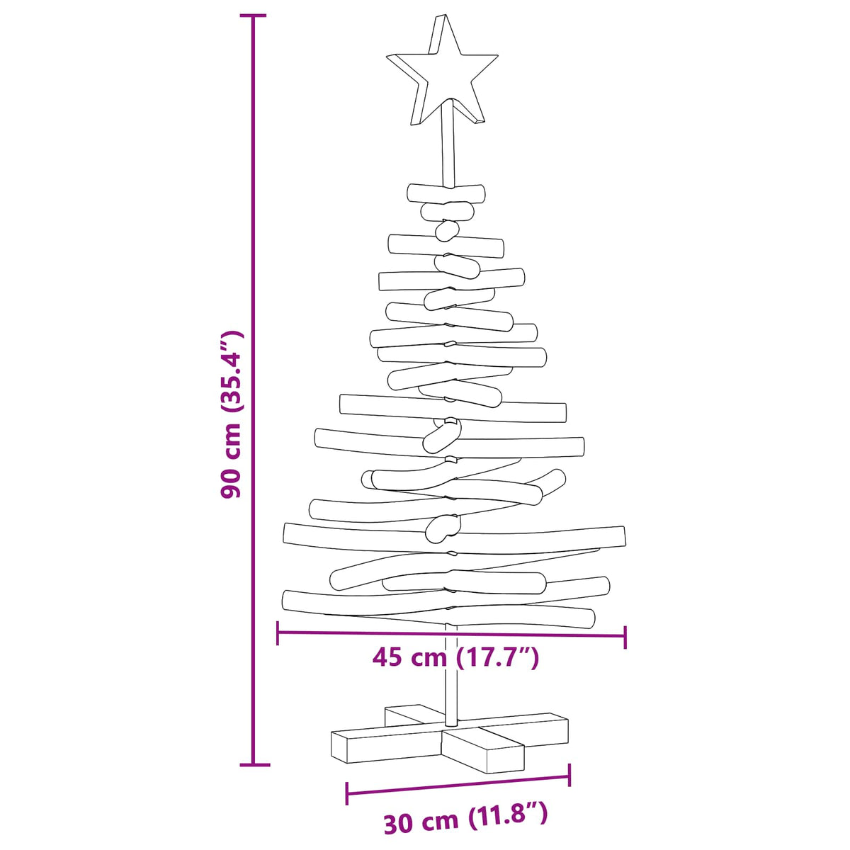 Christmas Tree Brown 90 cm Solid teak wood