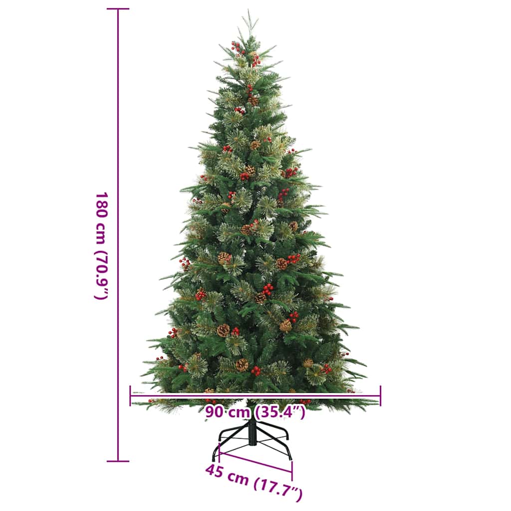Artificial Hinged Christmas Tree Green 180 cm PVC, PE and Steel
