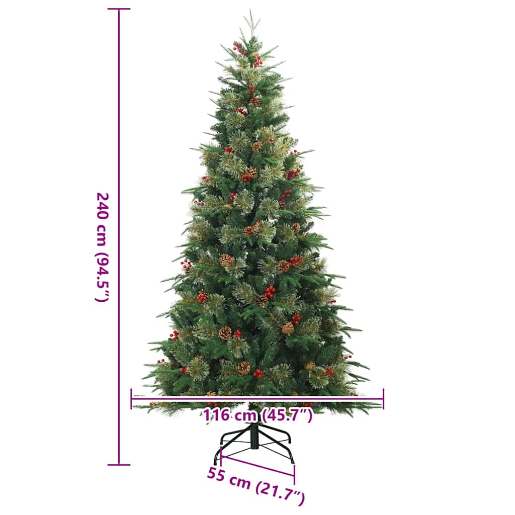 Artificial Hinged Christmas Tree Green 240 cm PVC, PE and Steel