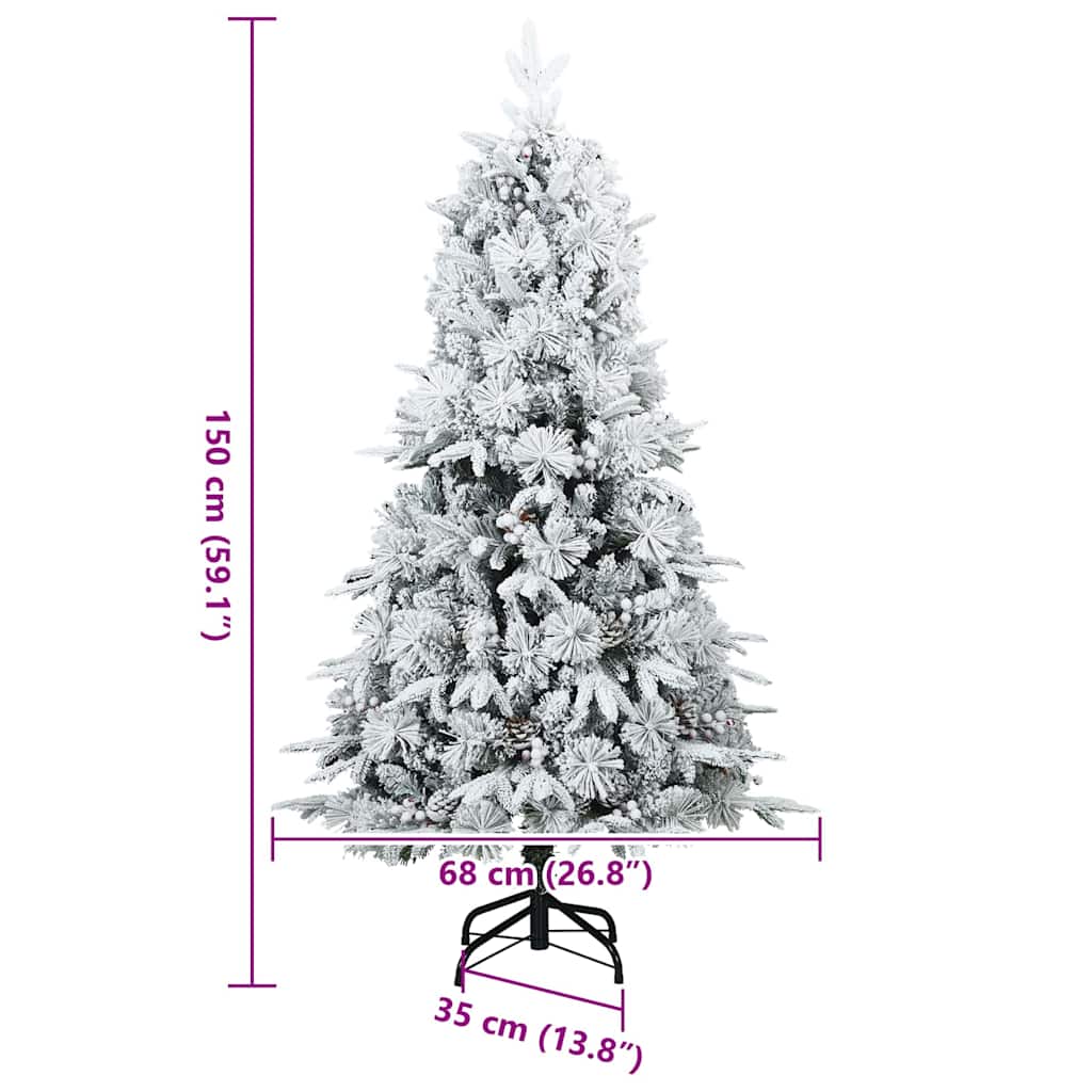 Artificial Hinged Christmas Tree Snow Flocked White 150 cm