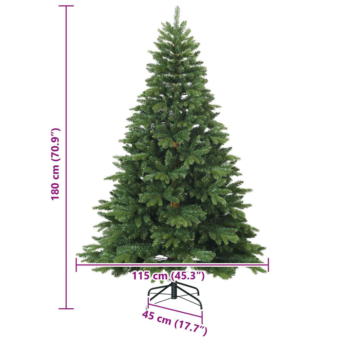 Artificial Hinged Christmas Tree Green 180 cm PVC, PE and steel