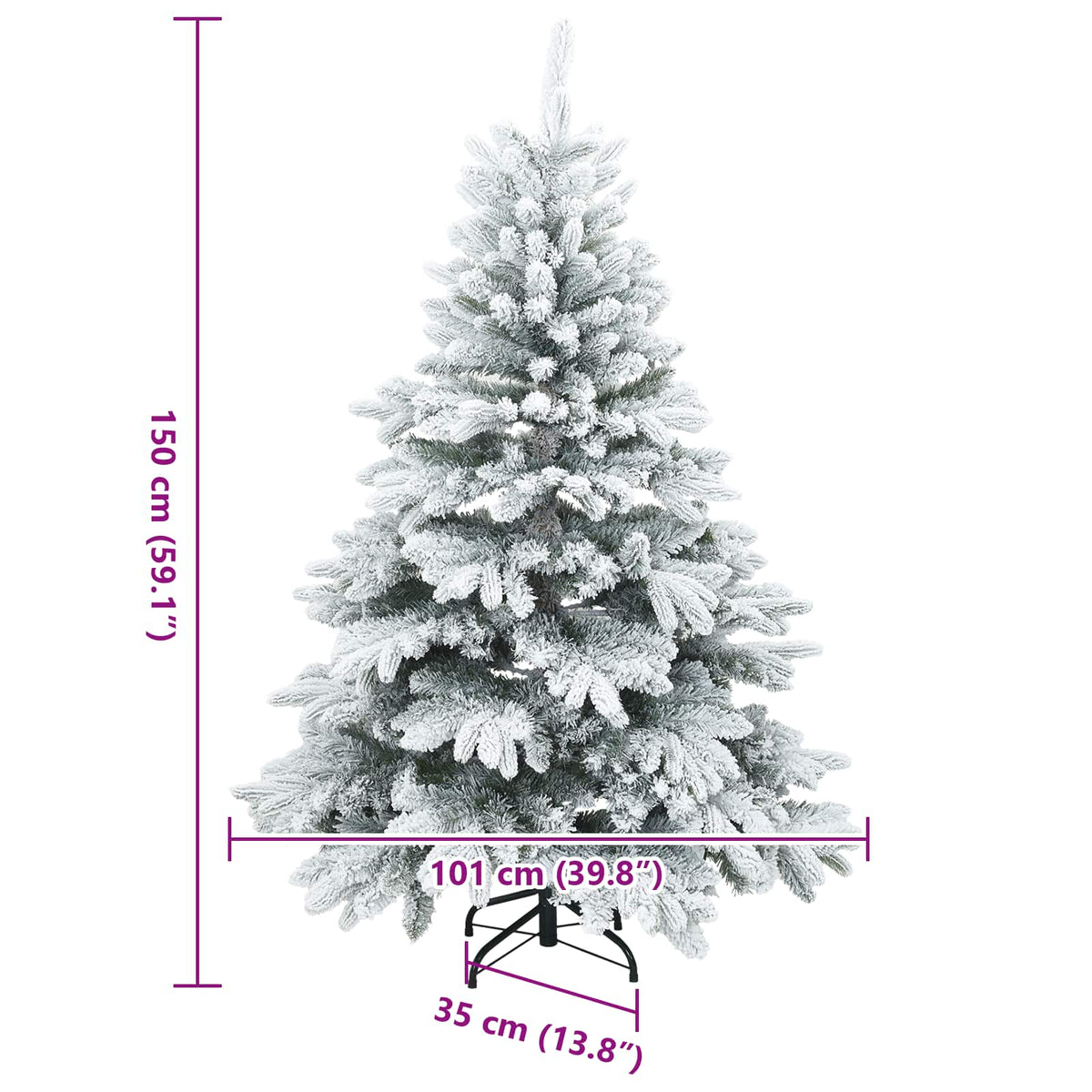 Artificial Hinged Christmas Tree Snow Flocked White 150 cm