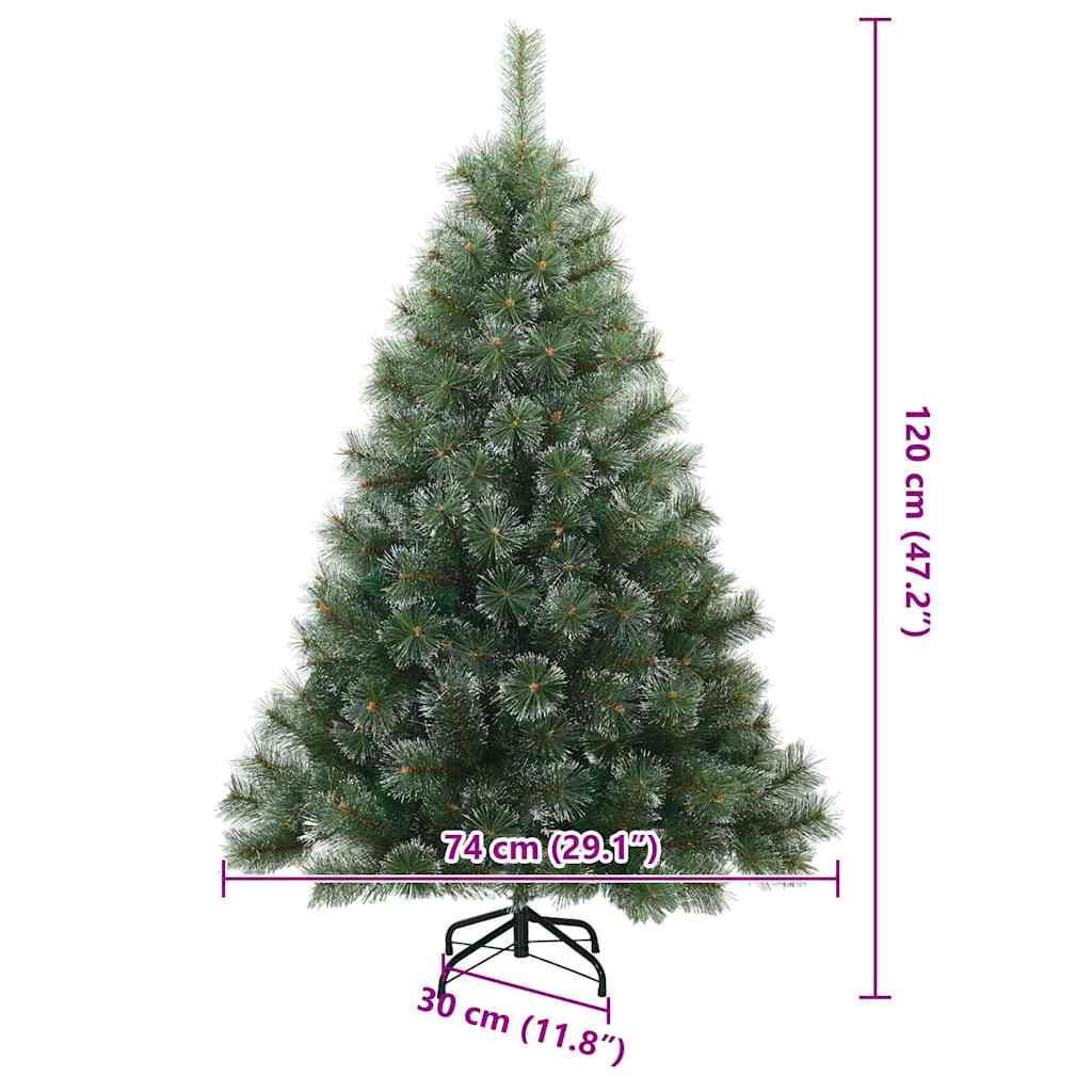 Artificial Hinged Christmas Tree Snow Flocked Green 120 cm