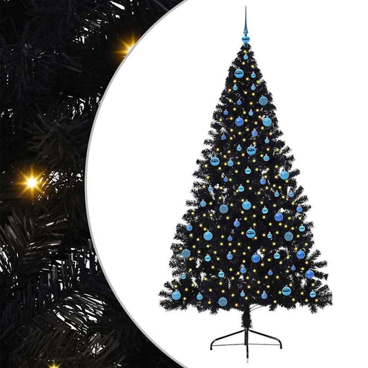 Artificial Pre-lit Christmas Tree Black 240 cm PVC